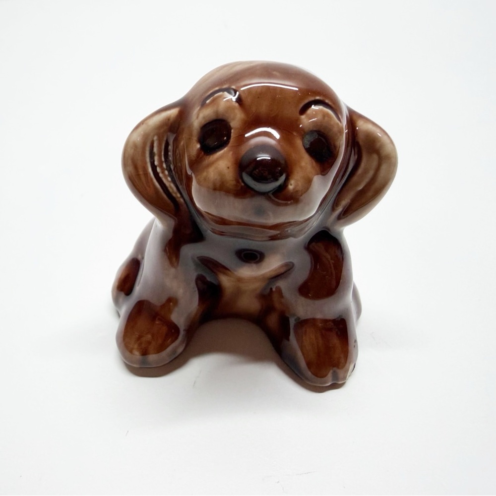 Vintage 50s Hand Painted Ceramic Puppy Dog Figurine